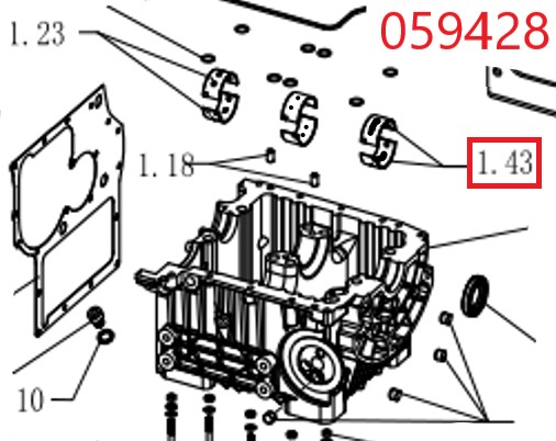 Вкладыш коренной SDG 14000(..),LT292FE (опорный, к-т из 2 шт.) Lt / Crankshaft bearing,output (1 pair) (1.02.01.06.0011)